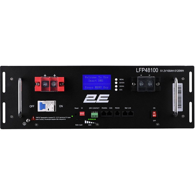 Акумулятор 2E LFP48100 48V/100Ah 19" LCD 16S (442 х 480 x 155) Ємність 100