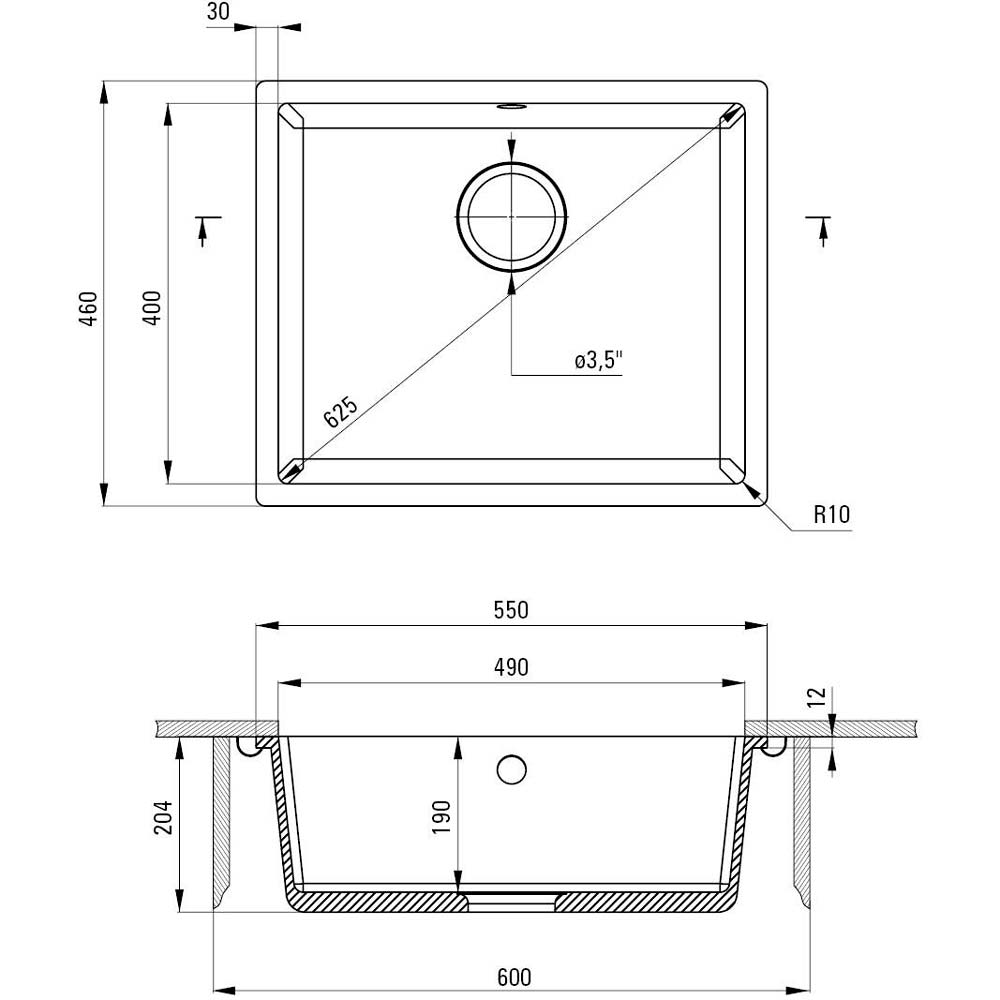 Мийка DEANTE Corda (ZQA_N10C) Матеріал граніт