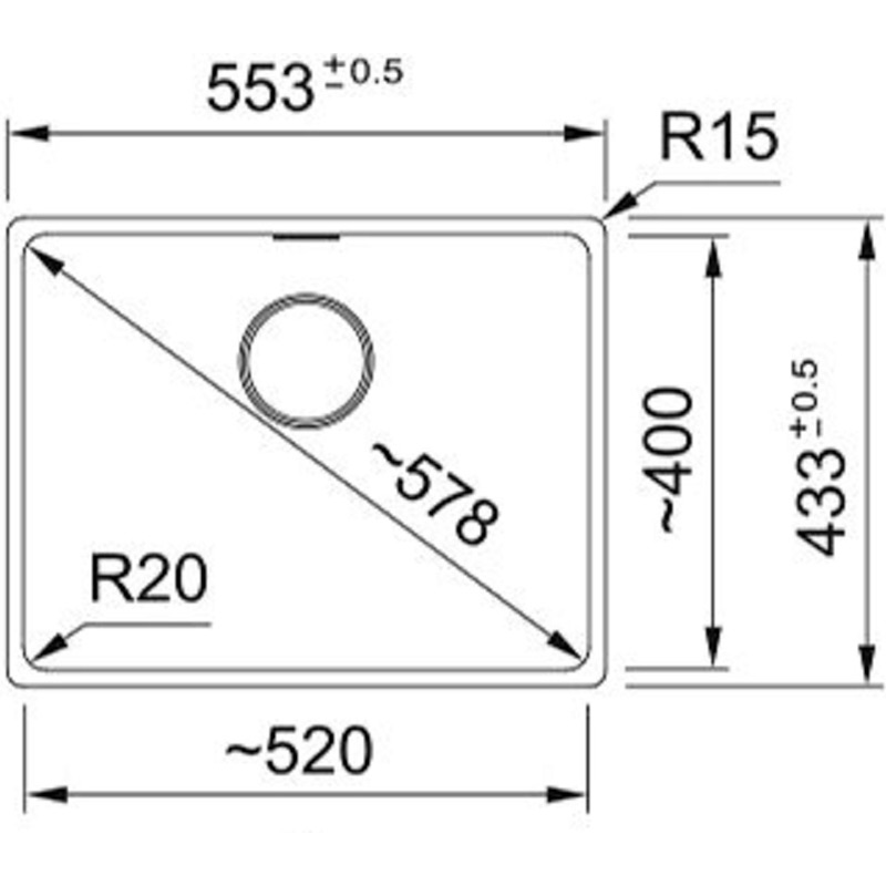 Мойка FRANKE Maris 553 х 433 х 200 мм MRG 110-52 White (125.0701.780) Форма прямоугольная