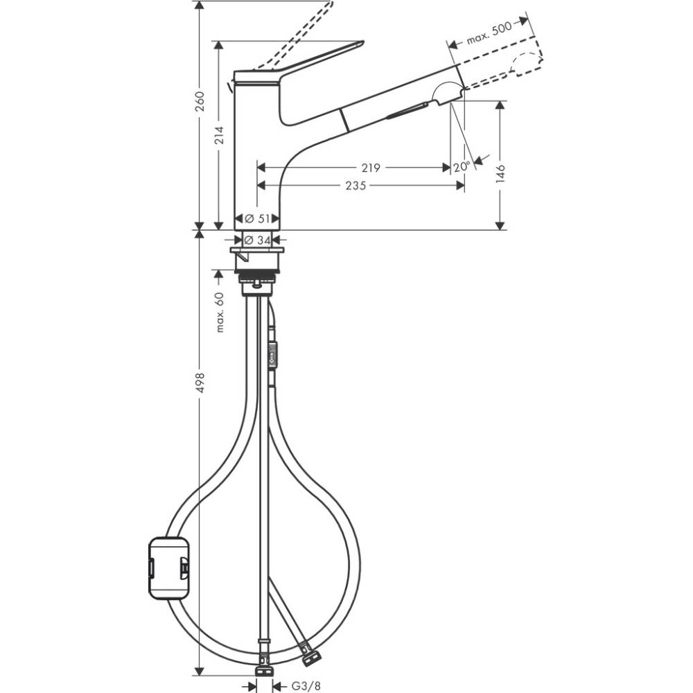 Смеситель HANSGROHE Zesis M33 (74800800) Назначение для кухонной мойки