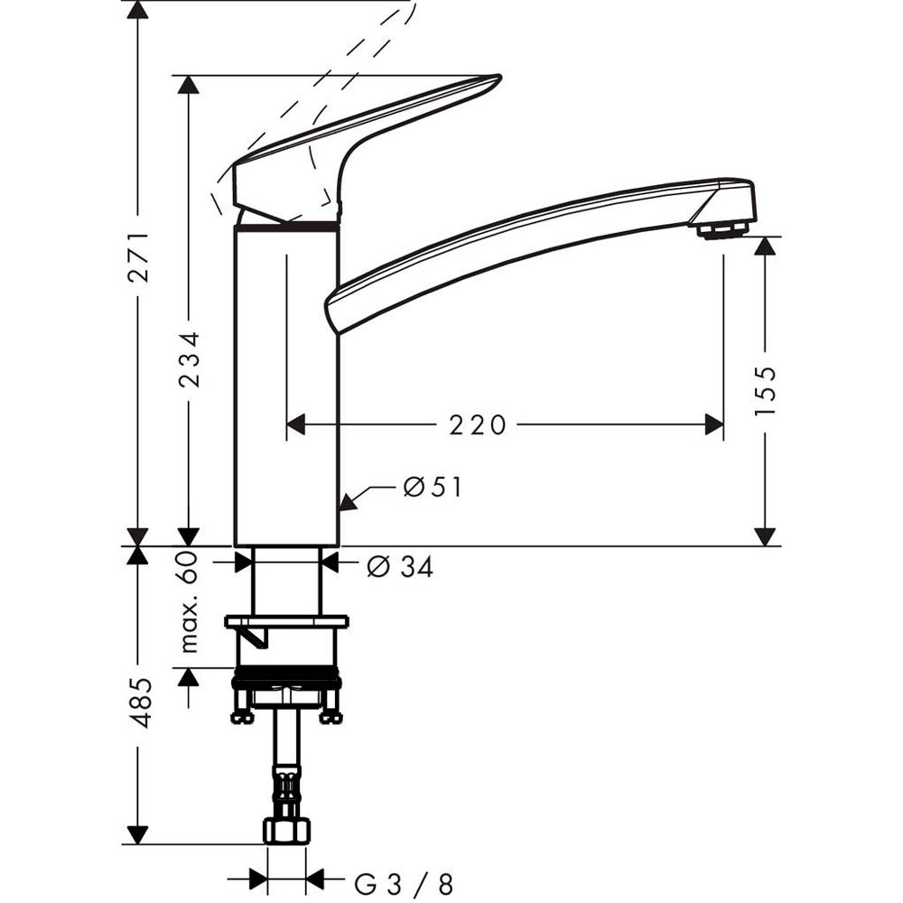 Смеситель HANSGROHE Logis (71832000) Назначение для кухонной мойки