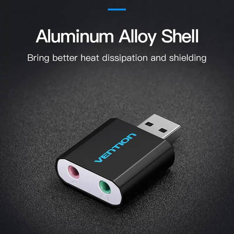 Звуковая карта VENTION Audio USB - 2х3.5 мм jack Metal (VAB-S17-B) Интерфейс USB