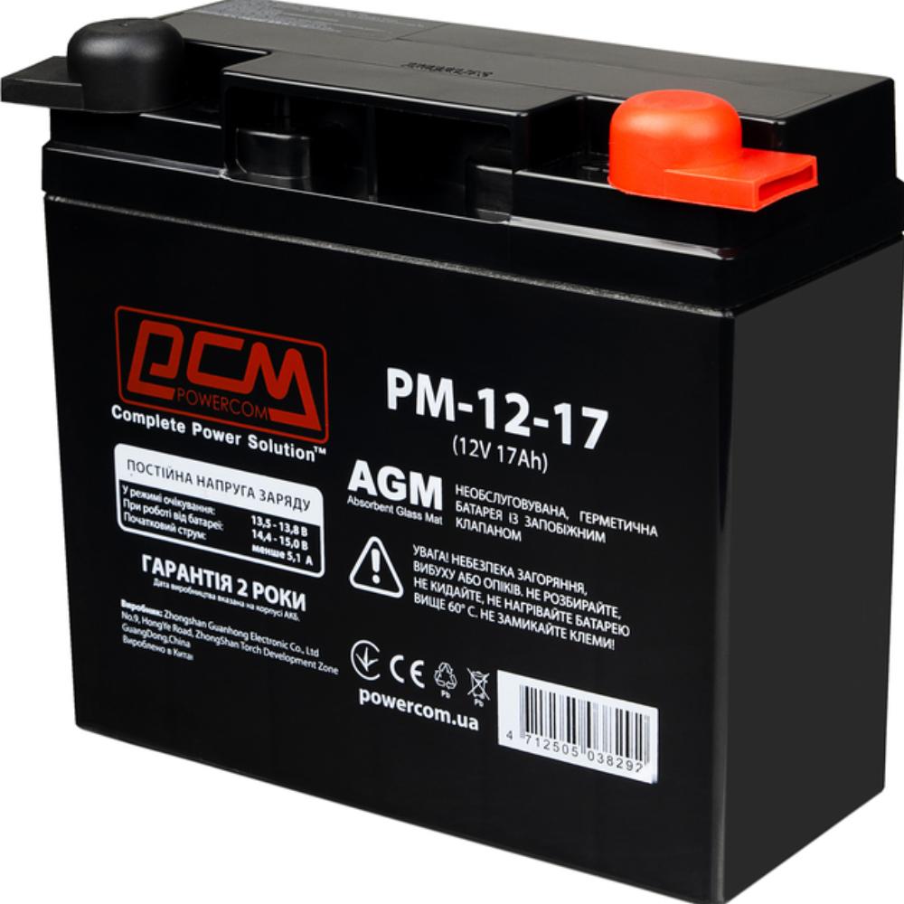 Акумулятор POWERCOM 12v 17Ah AGM (PM1217AGM) Ємність 17