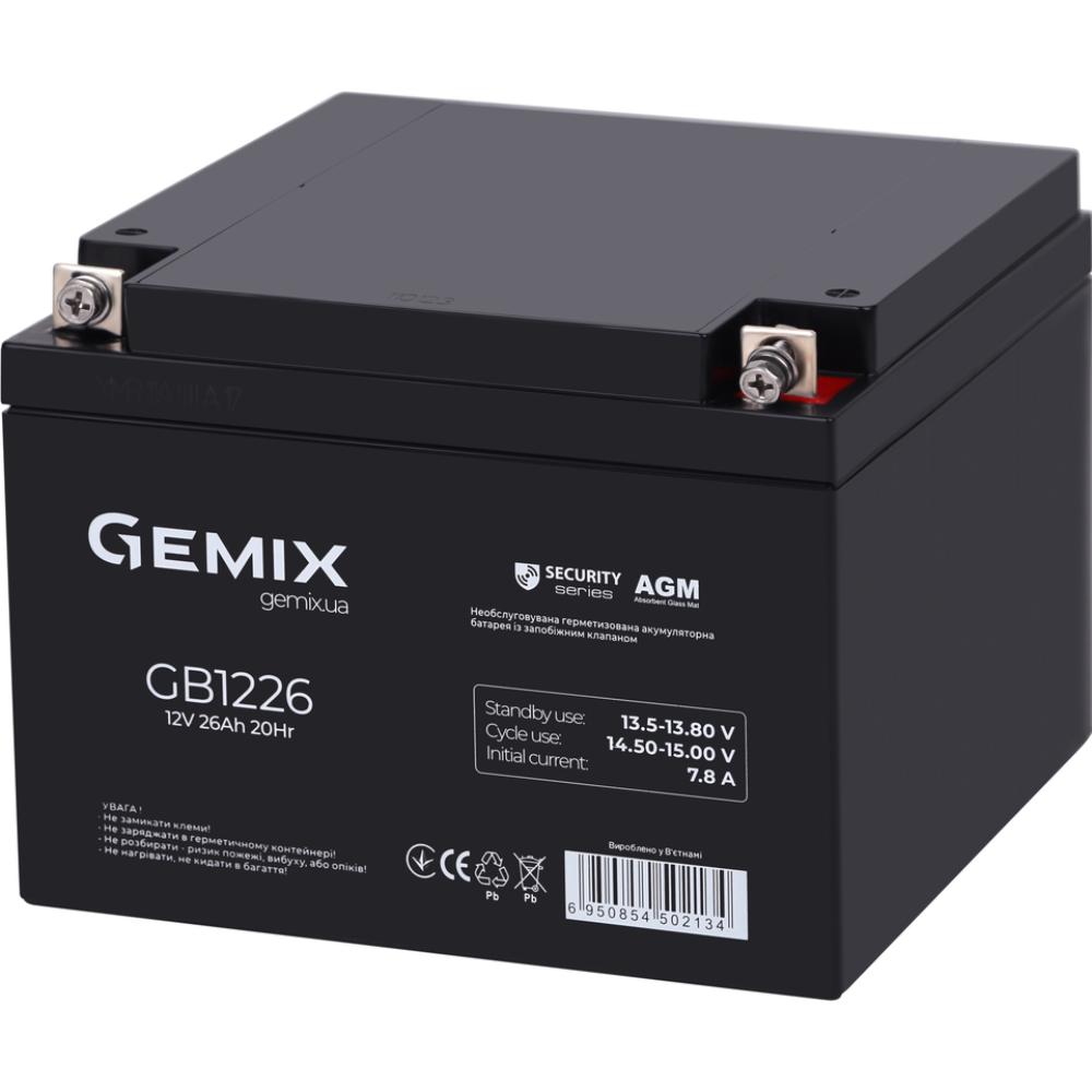 Акумулятор GEMIX 12V 26Ah Security Series AGM Black (GB1226T4) Ємність 26