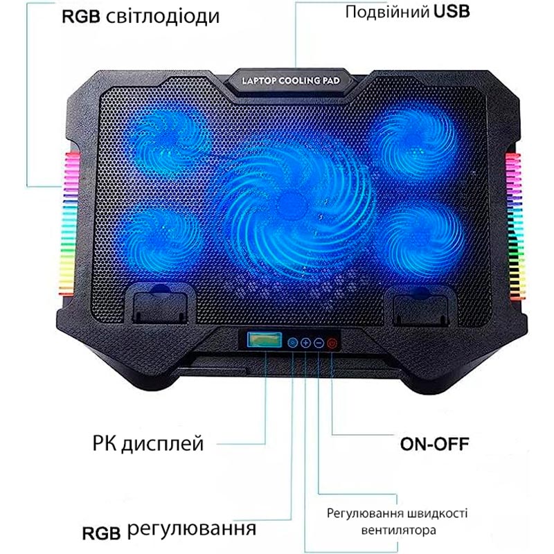 Подставка для ноутбука XOKO NST-051 RGB Black (XK-NST-051RGB-BK) Особенности держатель для телефона