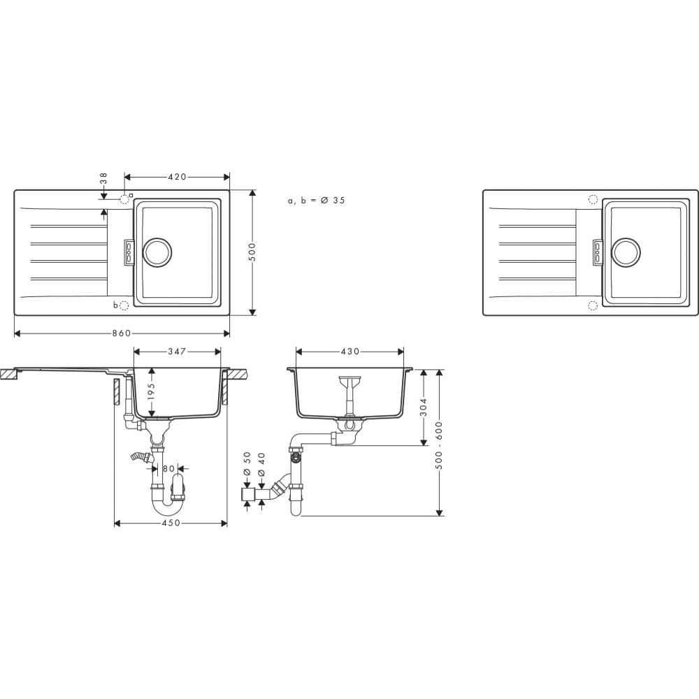 Мойка HANSGROHE S52 Gray Stone (43356290) Материал  SilicaTec