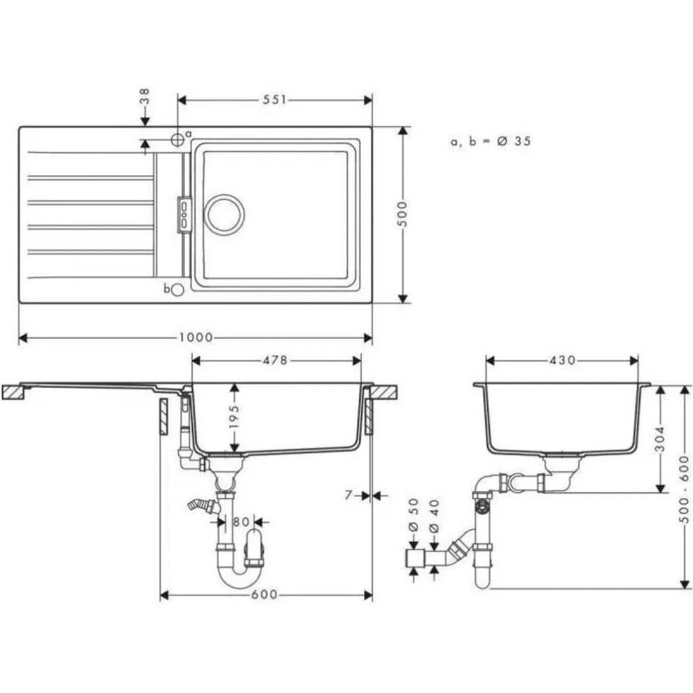 Мийка HANSGROHE S52 Gray Stone (43358290) Матеріал SilicaTec