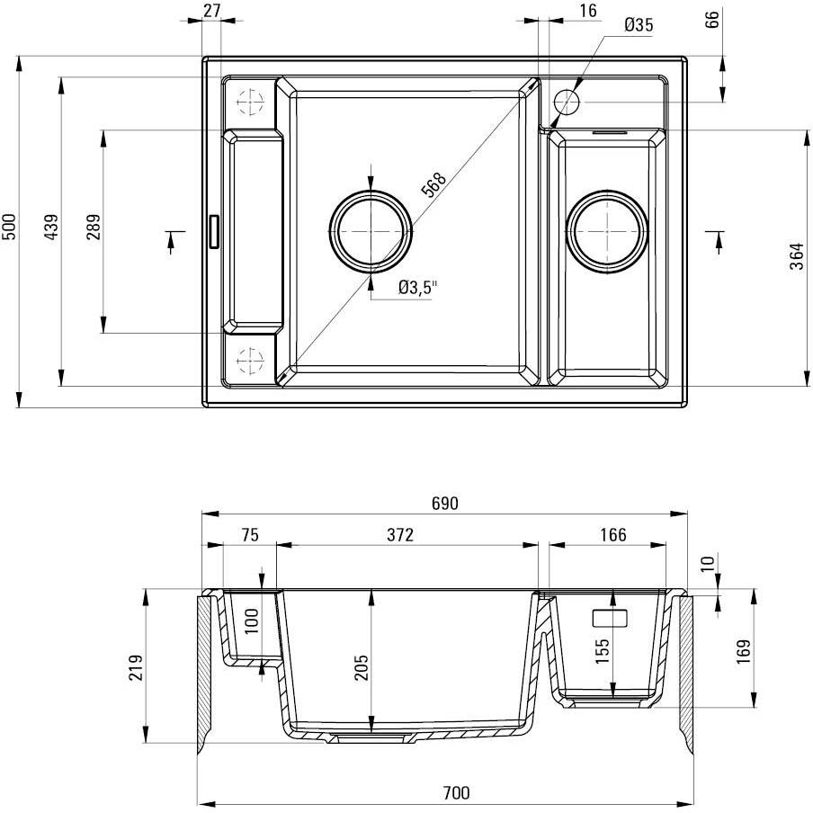 Мойка DEANTE Magnetic (ZRM_A503) Материал гранит