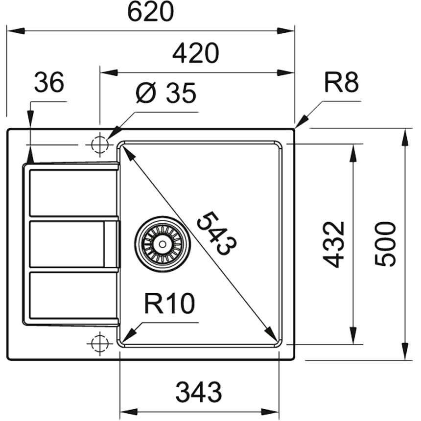 Мийка FRANKE Sirius 2.0 S2D 611-62 (143.0627.383) Матеріал тектонайт