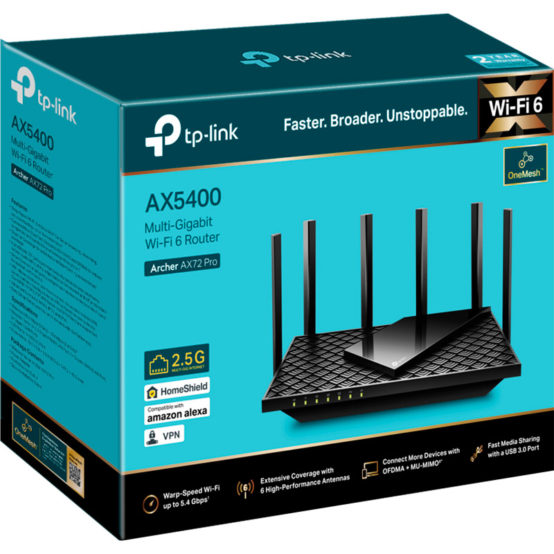 Wi-Fi роутер TP-LINK AX72 Pro Тип устройства Wi-Fi роутер