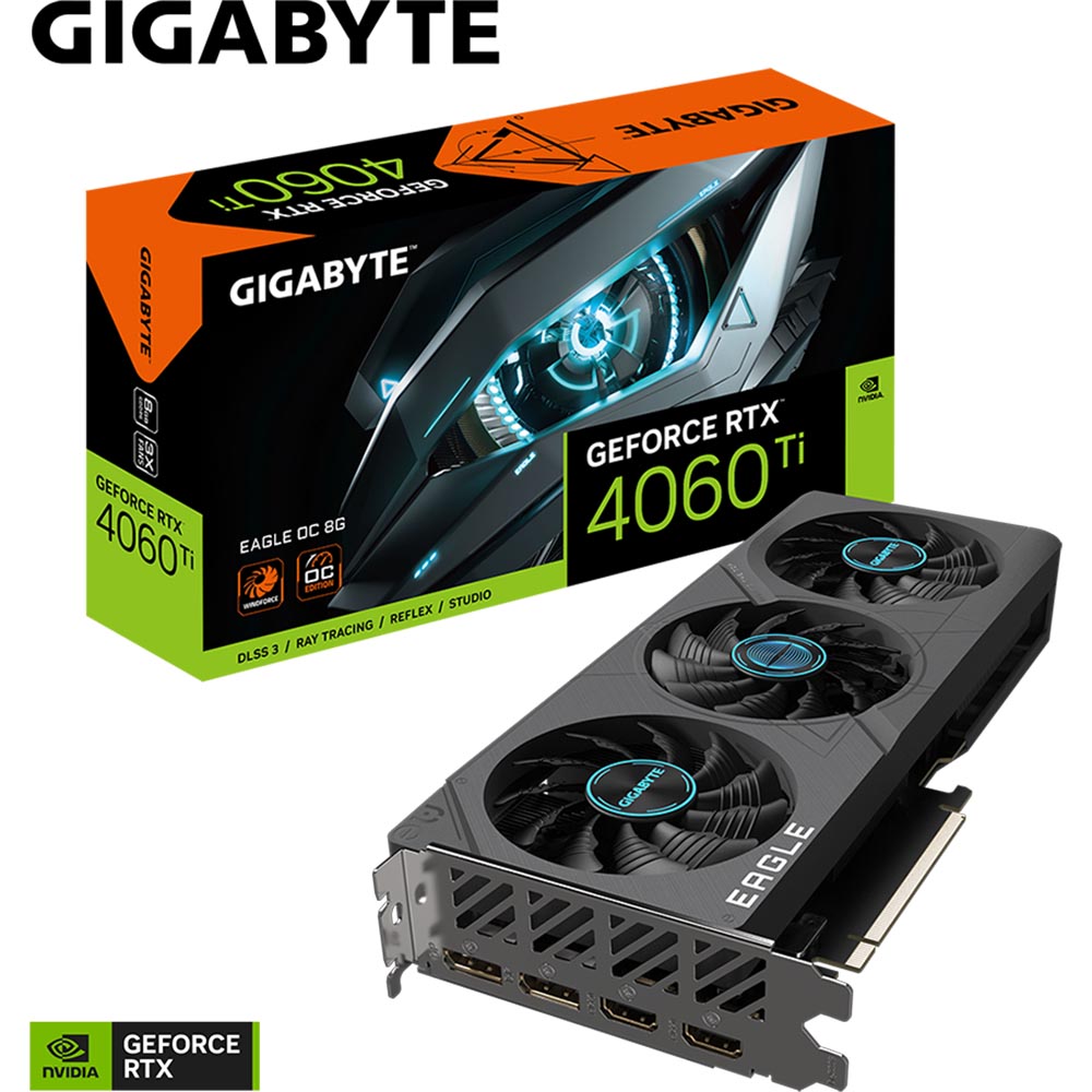 Відеокарта GIGABYTE RTX4060TI 8GB GV-N406TEAGLE OC-8GD Об'єм вбудованої пам'яті, Гб 8