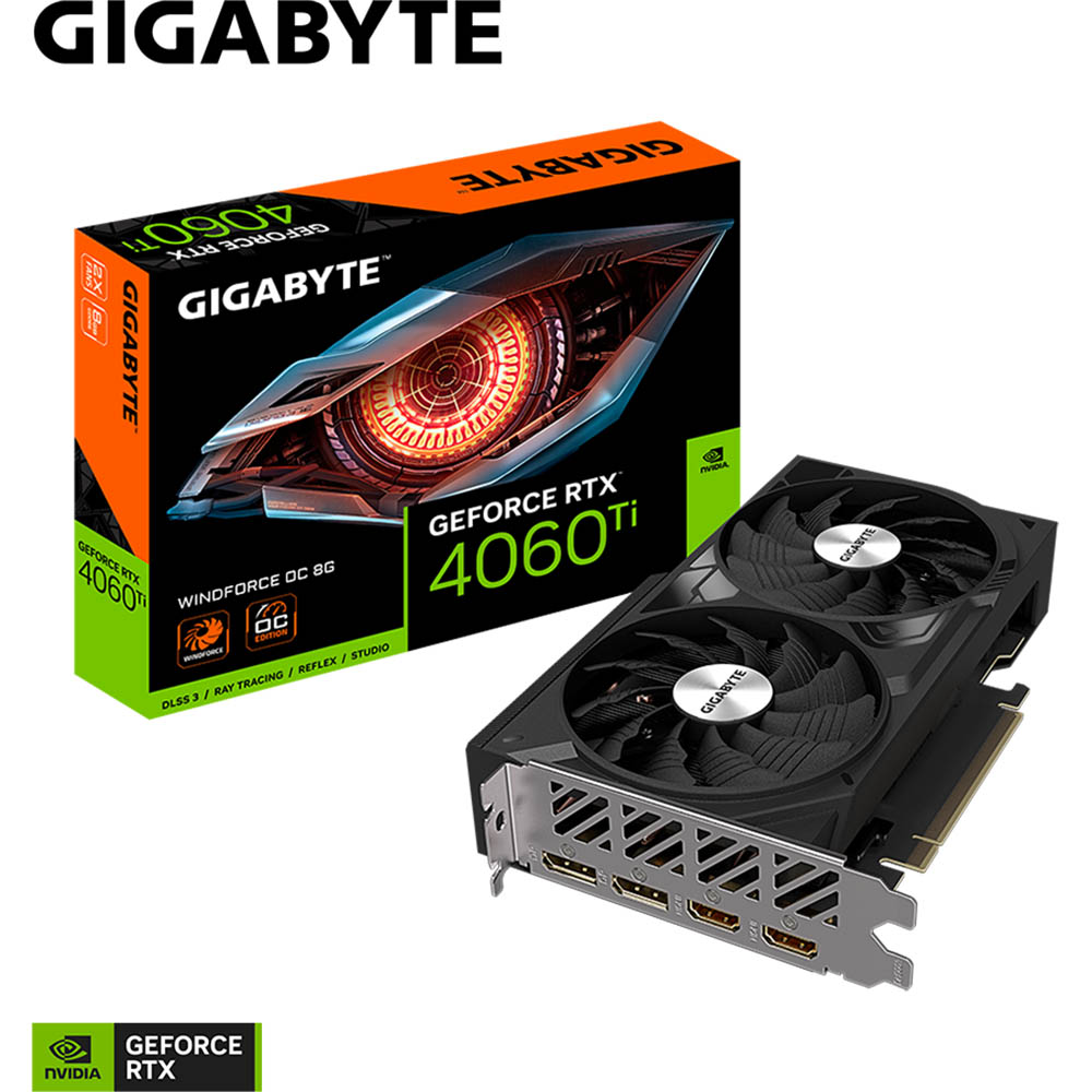 Видеокарта GIGABYTE RTX4060TI 8GB GV-N406TWF2OC-8GD Объем встроенной памяти, Гб 8
