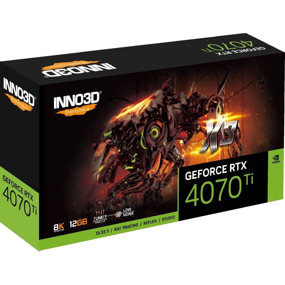 Відеокарта INNO3D RTX4070 TI X3 12GB 192bit 2310/21000MHz (N407T3-126X-186148N) Виробник чіпу nVidia