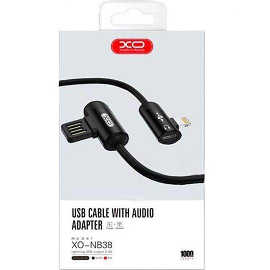 Кабель XO NB38 USB - Lightning + Lightning Audio 1м 2.4 А Black (XO-NB38) Длина 1