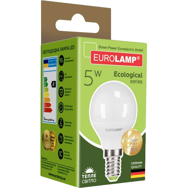 Светодиодная лампа EUROLAMP G45 5W E14 3000K (LED-G45-05143(P)) Тип светодиодная (LED)