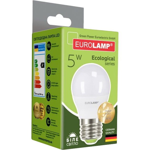 Светодиодная лампа EUROLAMP G45 5W E27 4000K (LED-G45-05274(P)) Тип светодиодная (LED)