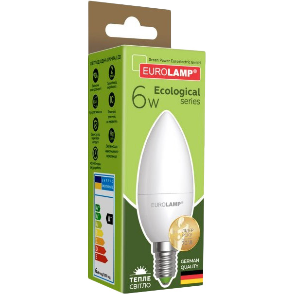 Світлодіодна лампа EUROLAMP CL 6W E14 3000K (LED-CL-06143(P)) Тип світлодіодна (LED)