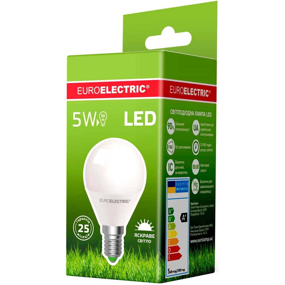 Лампа светодиодная EUROELECTRIC G45 5W E14 4000K (LED-G45-05144(EE) Тип светодиодная (LED)