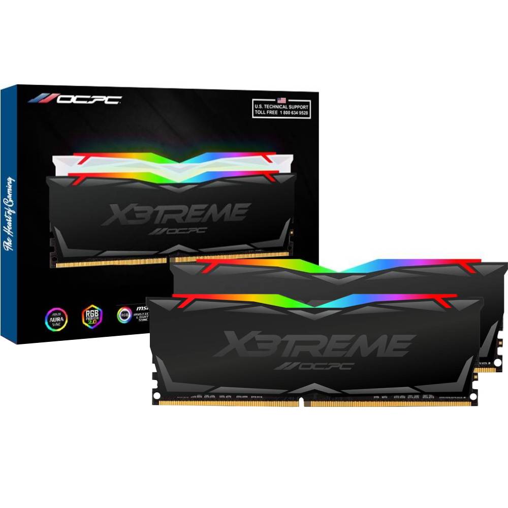 Набір OCPC 64Gb DDR4 3600MHz X3 RGB Black (MMX3A2K64GD436C18) Тип DDR4