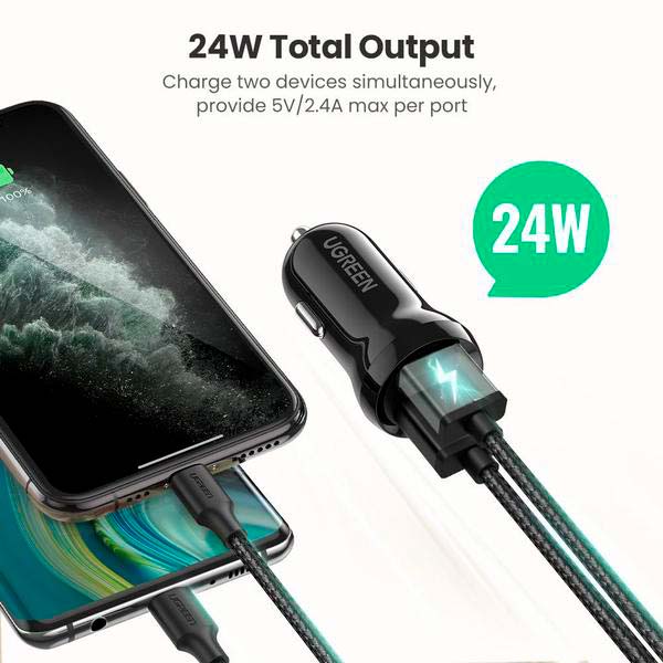 Автомобільний зарядний пристрій Ugreen ED018 24W 2xUSB Car Charger Black (UGR-50875) Тип автомобільний зарядний пристрій
