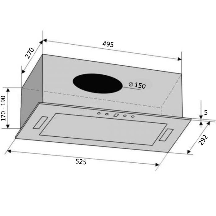 Вытяжка VENTOLUX PUNTO 52 X (700) PB PC Максимальная производительность 700