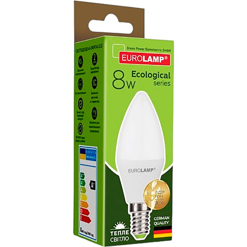 Светодиодная лампа EUROLAMP CL-8W-E14-3000K (LED-CL-08143(P)(3)) Тип цоколя (патрона) E14