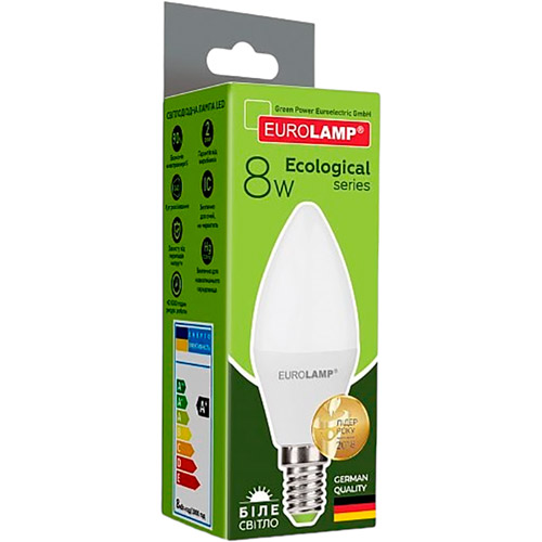 Светодиодная лампа EUROLAMP CL-8W-E14-4000K (LED-CL-08144(P)(3)) Тип цоколя (патрона) E14