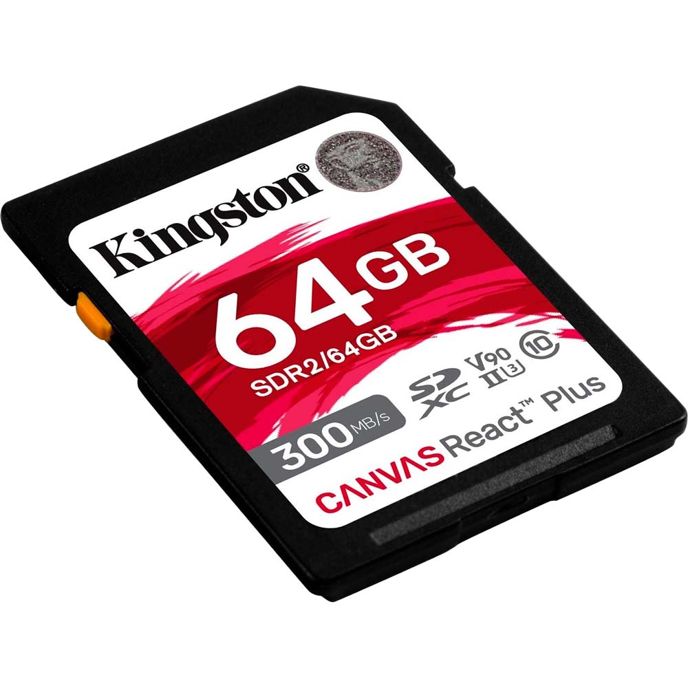 Карта памяти Kingston SDXC 64GB Canvas React Plus Class 10 UHS-II U3 V90 (SDR2/64GB) Тип карты SDXC