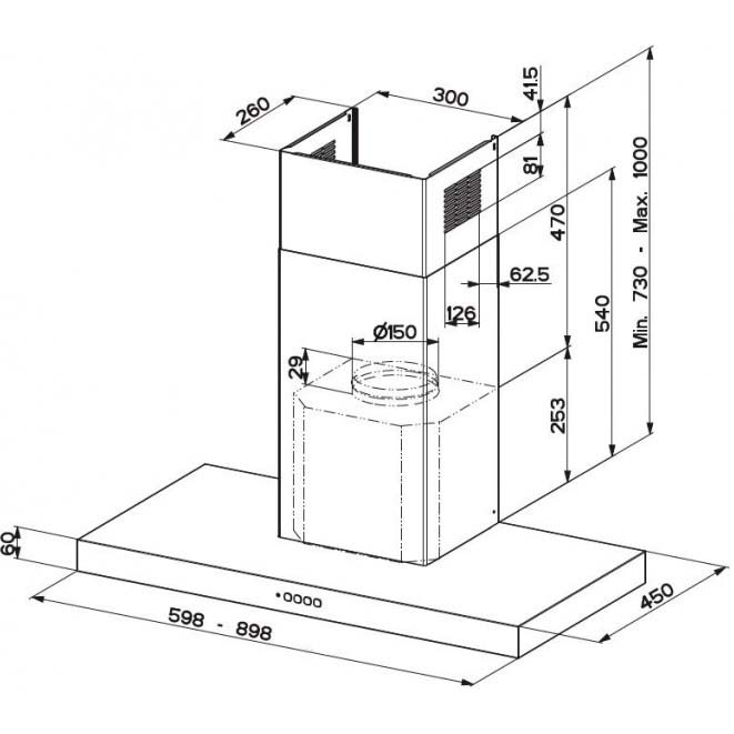 Витяжка Faber Stilo Comfort Wh Matt A60 (325.0618.789) Діаметр повітропровода 150