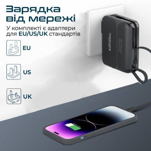 Powerbank PROMATE 20000 mAh (powerpack-20pro.black) Тип акумулятора Li-Pol