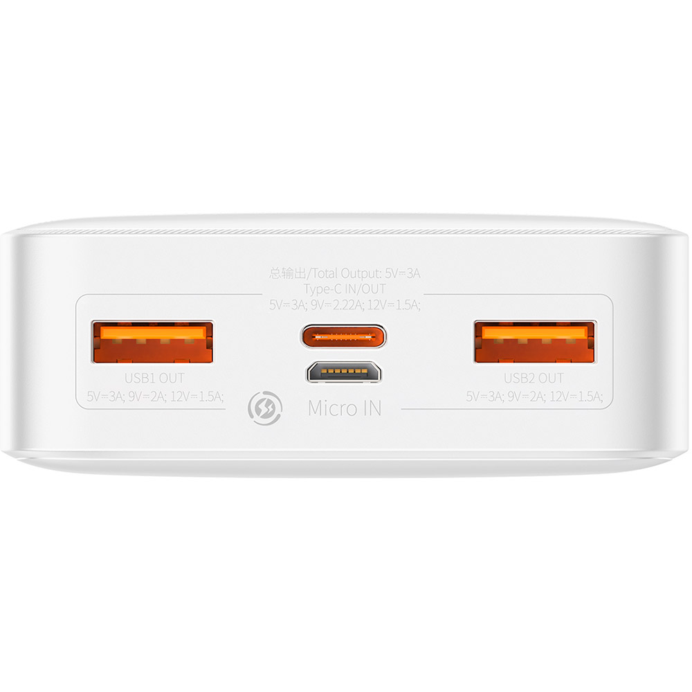 Powerbank BASEUS Bipow Overseas 20W 20000mAh White (39020white) Ємність 20000