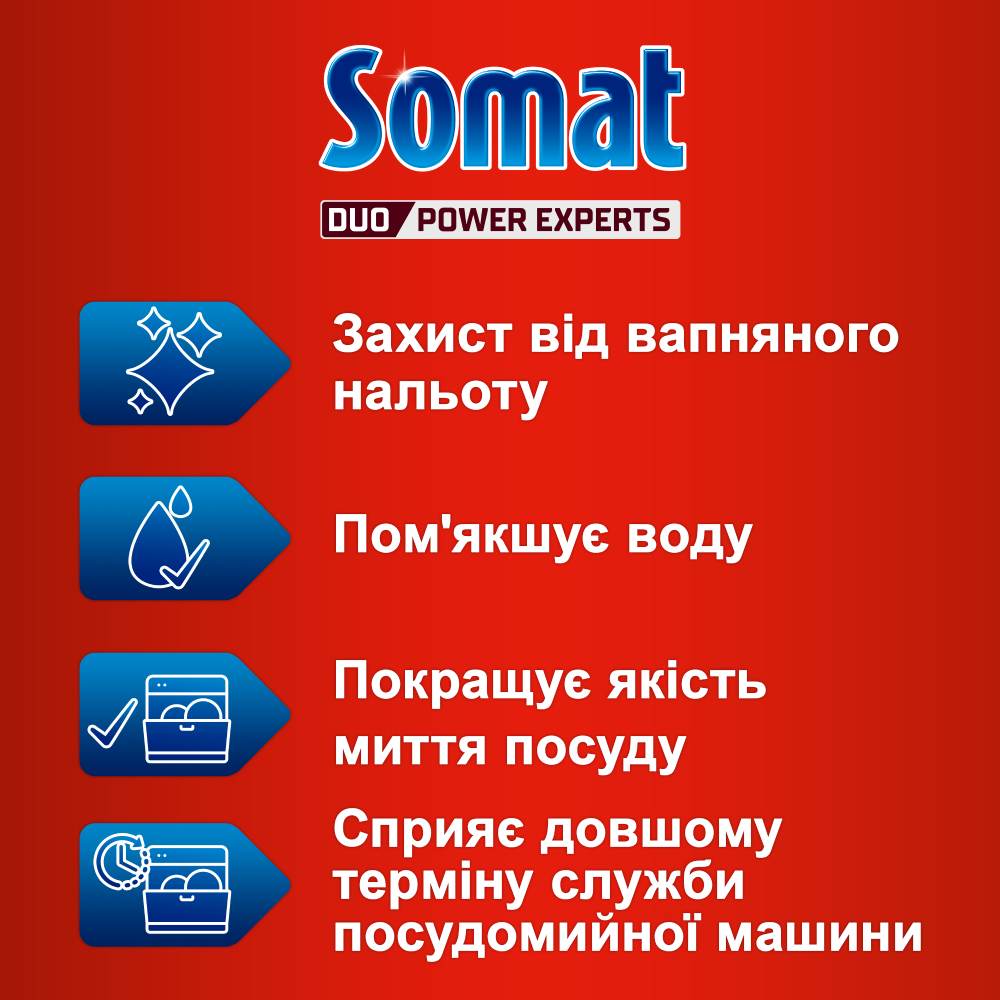 Соль SOMAT 3X действие 1.5кг (9000100147293) Совместимая техника посудомоечные машины