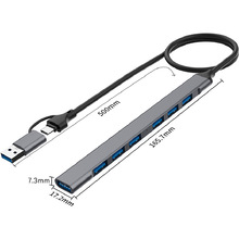 USB-хаб XOKO AC-700m USB/Type-C 3.0 Grey (XK-AC-700m-SL)