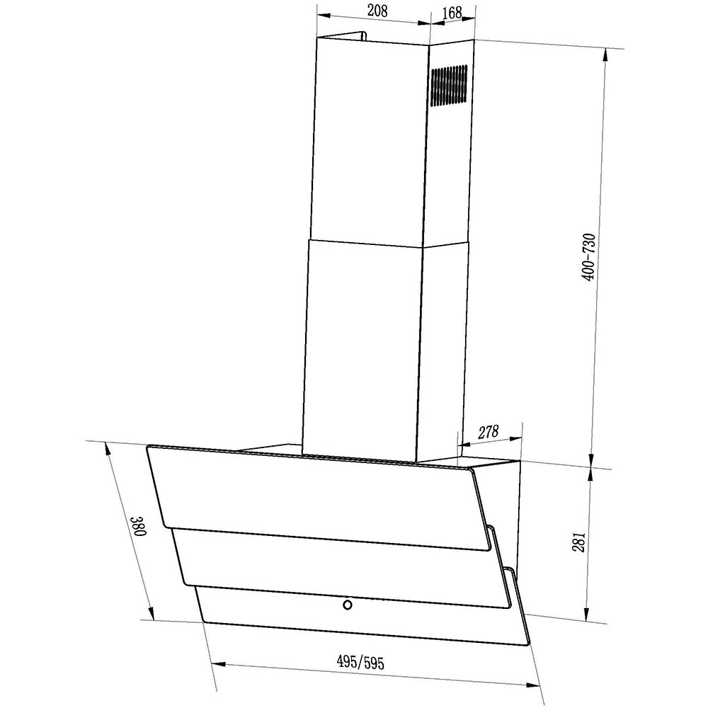 Вытяжка INTERLINE FLY BL A/60/GL/T Тип наклонная