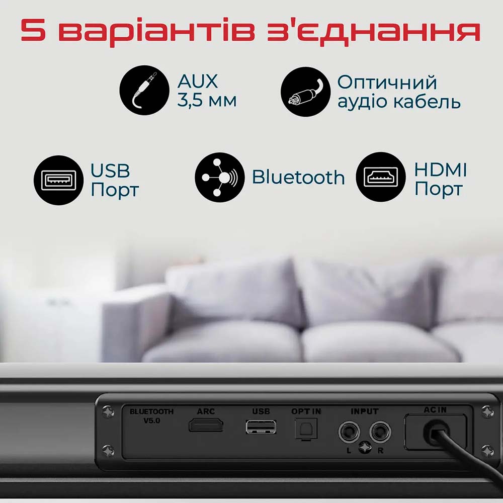 Саундбар Promate StreamBar 60 Вт 2.1 Black (streambar-60.black) Потужність центральної АС 32