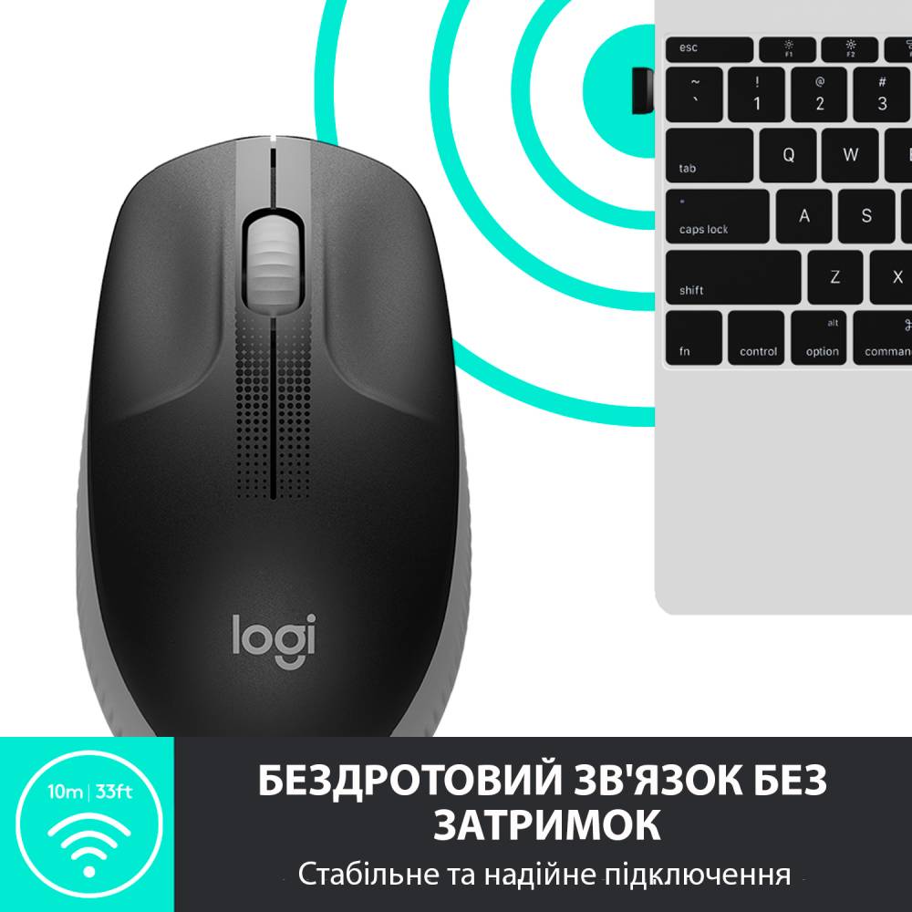 Мышь LOGITECH M190 Full Size Wireless Grey (L910-005906) Тип подключения беспроводное