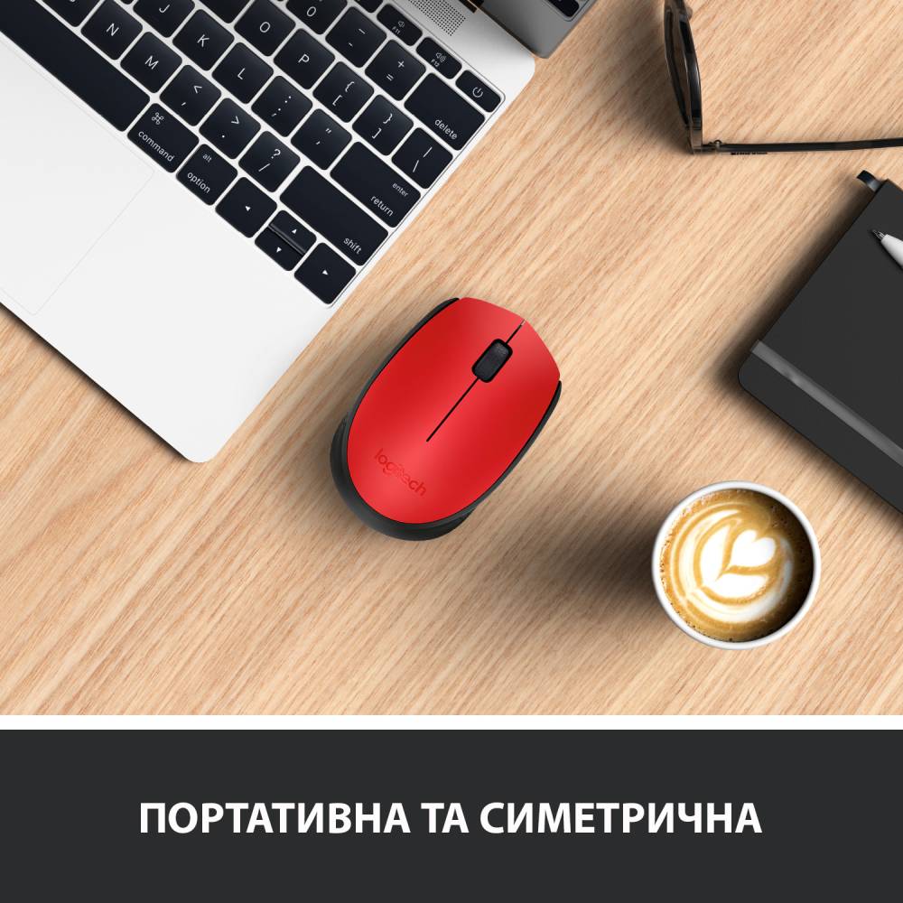 Миша LOGITECH Wireless Mouse Red M171 Бездротове підключення RF