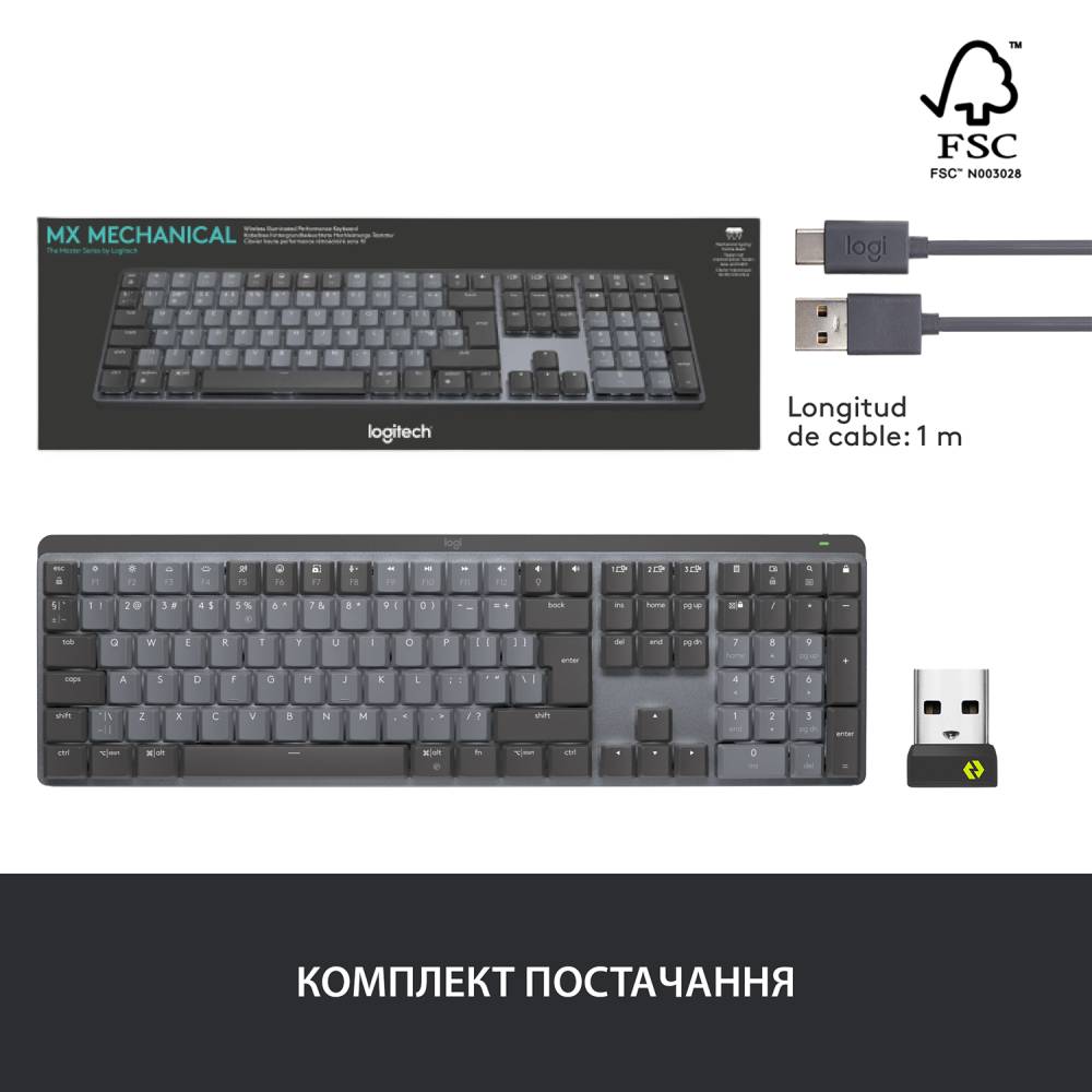 Зображення Клавіатура Logitech MX Mechanical Wireless Illuminated Performance Graphite (920-010757)