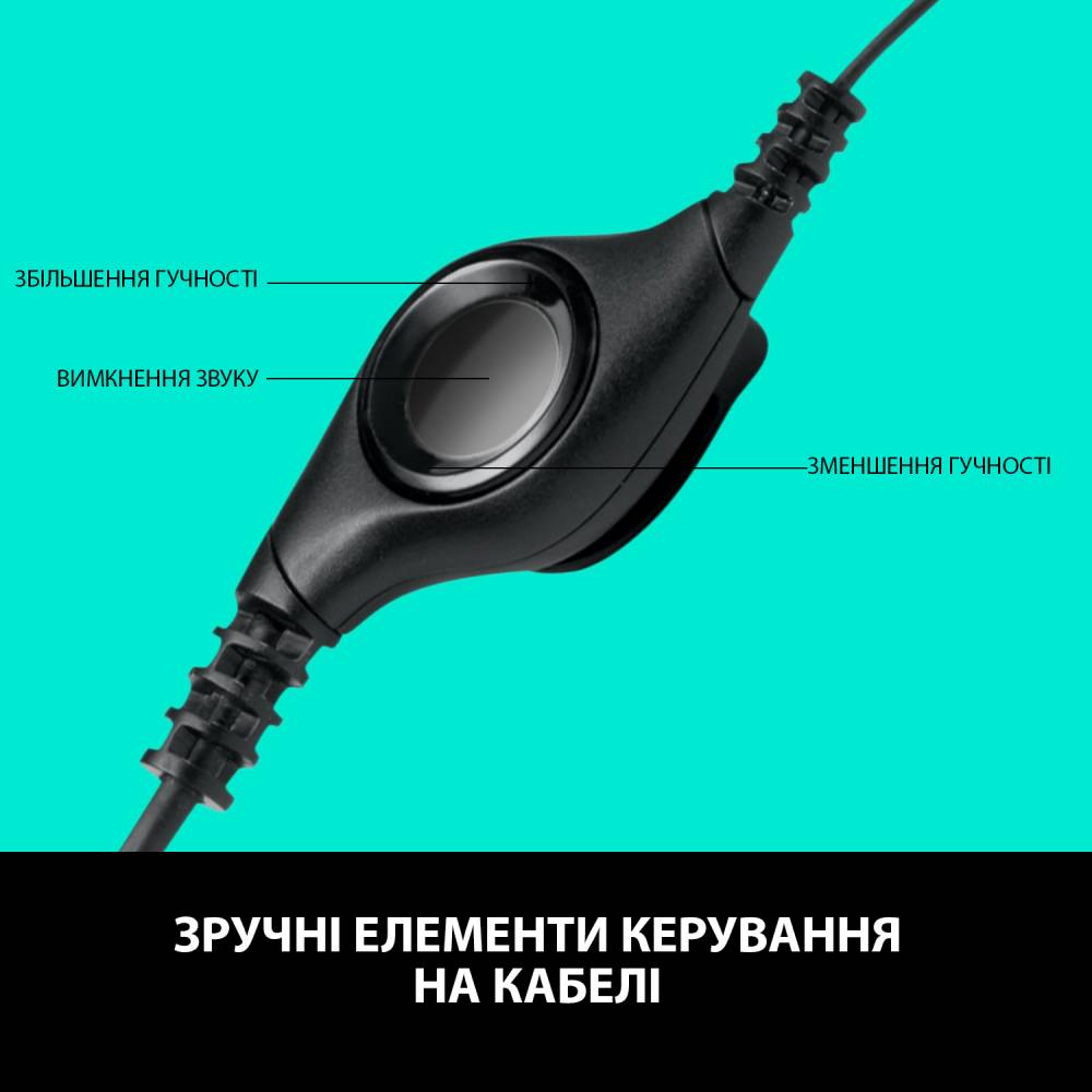 Гарнітура LOGITECH USB Headset H390 black (981-000406) Конструкція накладні (накладаються на вухо)