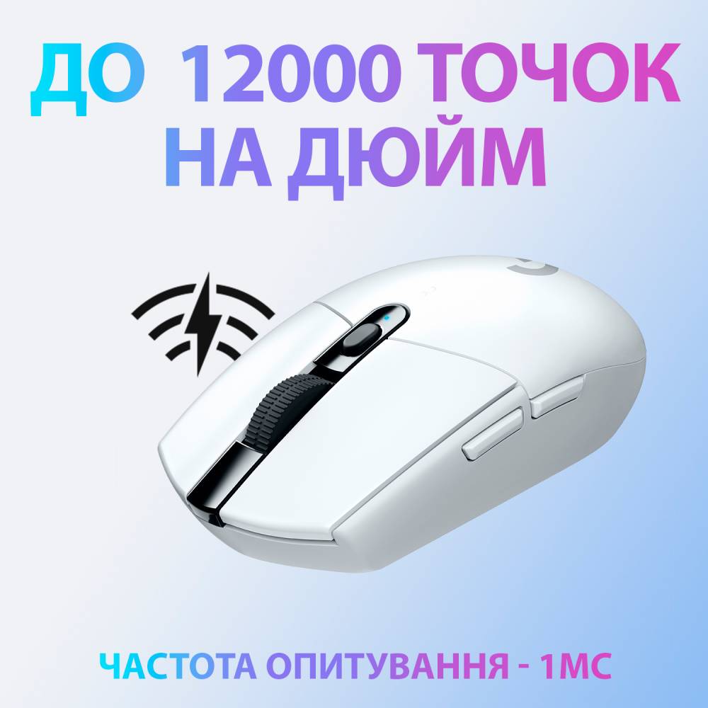 Мышь LOGITECH G305 LIGHTSPEED WHITE (L910-005291) Беспроводное подключение RF