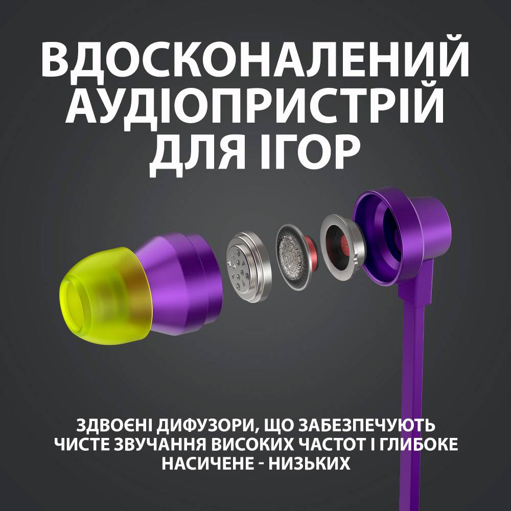 Гарнітура Logitech G333 Gaming Earphones Purple (981-000936) Акустичне оформлення закриті