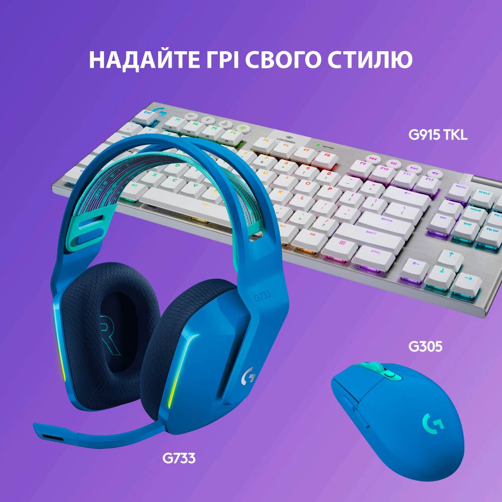 Изображение Гарнитура LOGITECH G733 LIGHTSPEED Wireless RGB BLUE (981-000943)