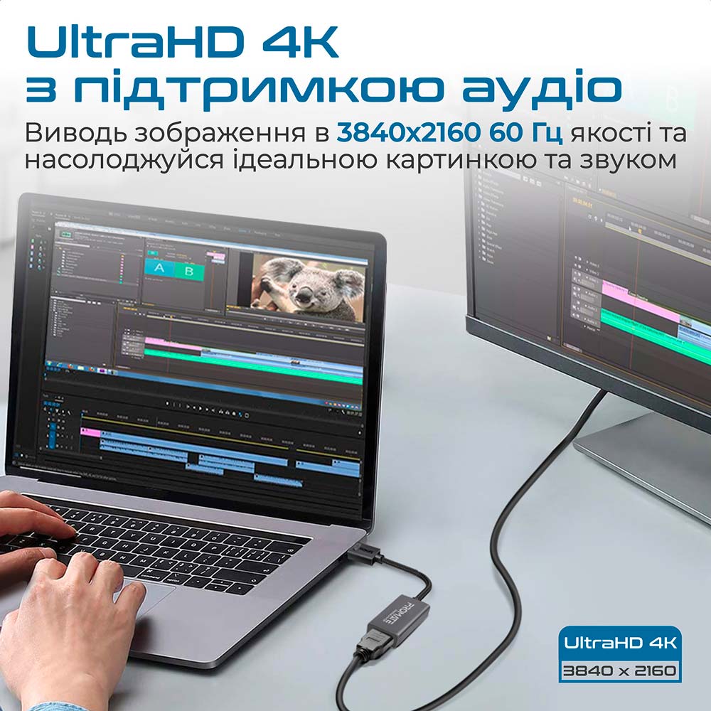 Адаптер Promate MediaLink-DP DisplayPort to HDMI Black (medialink-dp.black) Роз'єм 1 HDMI