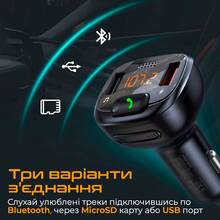 FM-трансмиттер Promate SmarTune-4 USB QC3.0/USB OTG/microSD Black (smartune-4.black)