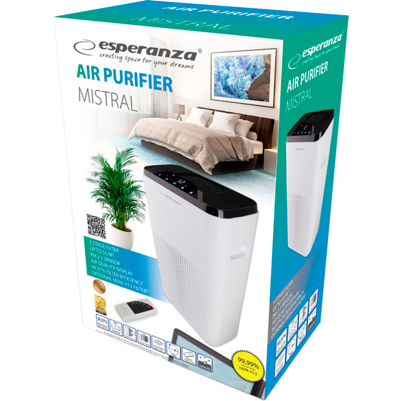 Очисник повітря ESPERANZA Air Purifier EHP004 Спосіб очищення HEPA фільтр