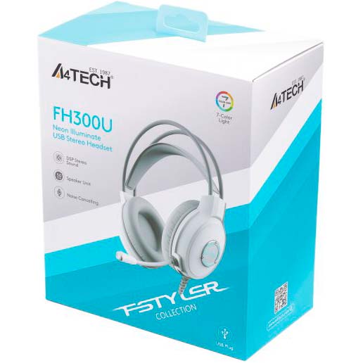 Гарнітура A4Tech FH300U White (4711421981170) Конструкція повнорозмірні (повний обхват вуха)