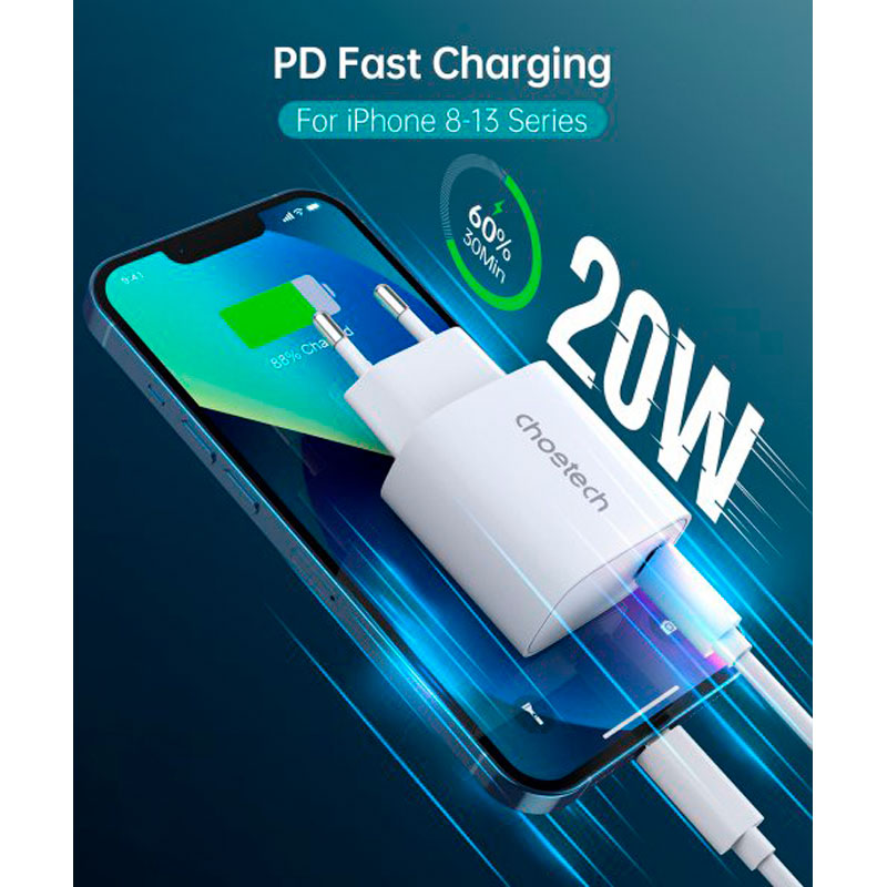 Зарядний пристрій CHOETECH Q5004-EU-WH 20 Вт White (Q5004-EU-WH) Особливості Power Delivery, Quick Charge 3.0