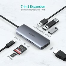 Док-станция CHOETECH USB-C 7-в-1 Grey (HUB-M19-GY)
