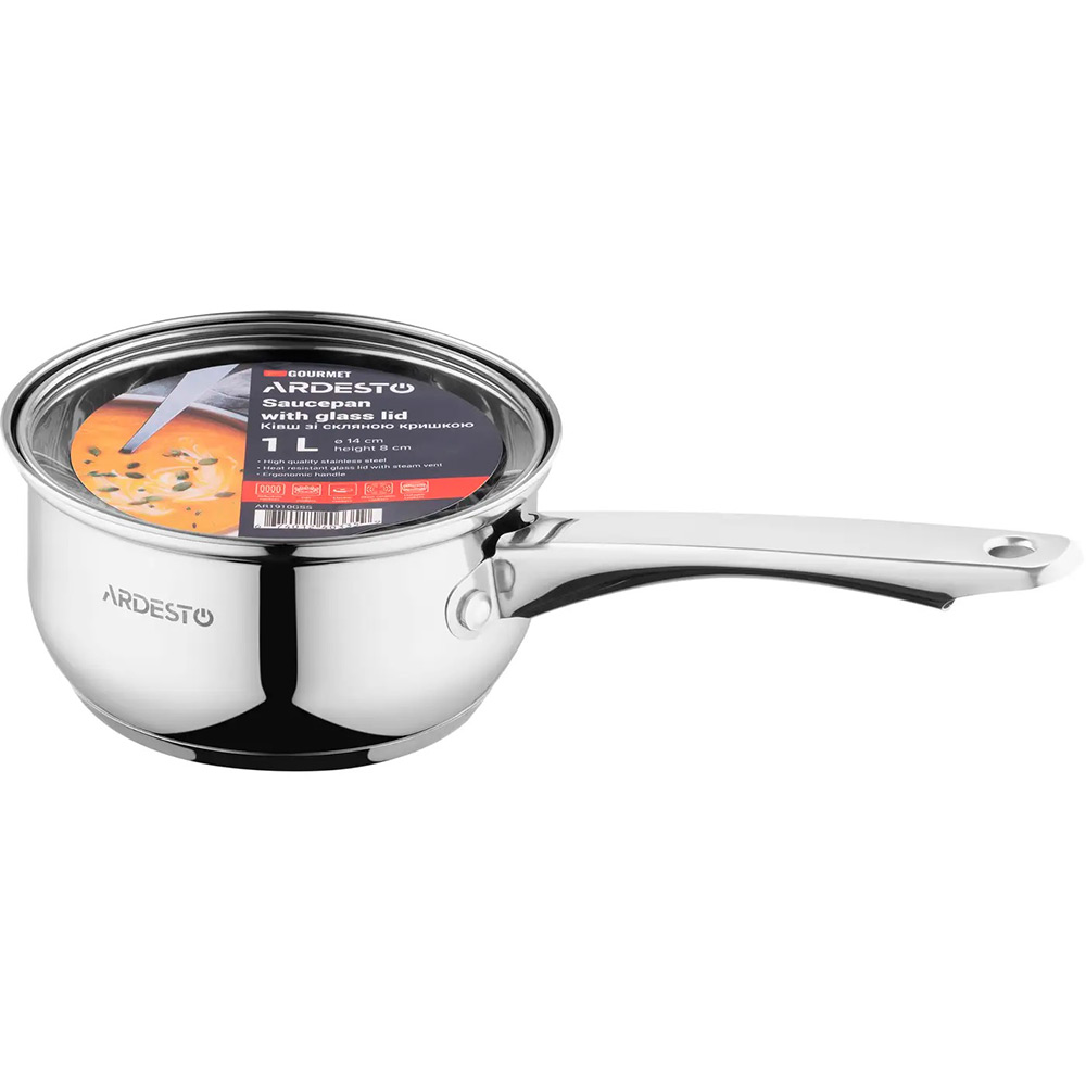 Ковш Ardesto Gemini Gourmet 1 л Stainless steel (AR1910GSS) Диаметр/длина 14