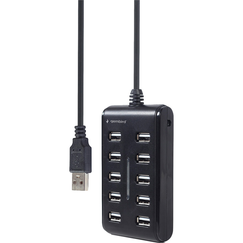 USB-хаб GEMBIRD 10 портов Black  (UHB-U2P10P-01) Тип питания активный